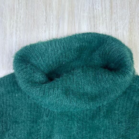 ASOS Dark Green Design High Neck Fluffy Eyelash Yarn Knit Pullover Sweater 12 - Picture 3 of 15